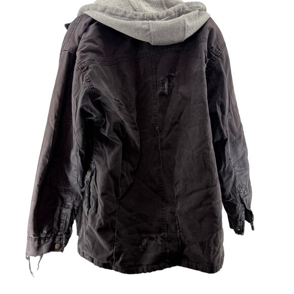 Vintage Dickies Coat Hoodie Men Large Denim Cotton Black Full Zip Snap Closure - Picture 10 of 10